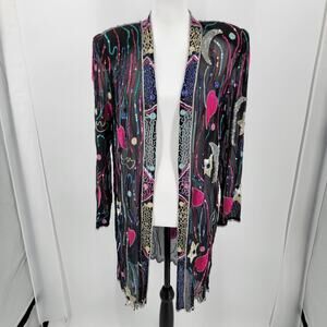 Judith Ann Creations Duster Jacket Womens Small Silk Beaded Sequined Vintage